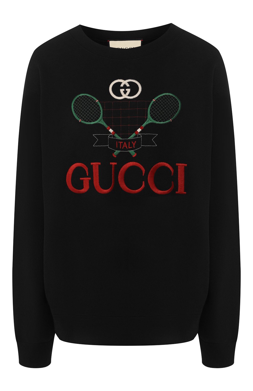 Хлопковый свитшот GUCCI черного цвета по цене 128160 руб., арт. 469250/XJBIY, фото 1 Хлопковый свитшот GUCCI, арт. 469250/XJBIY, фото 1