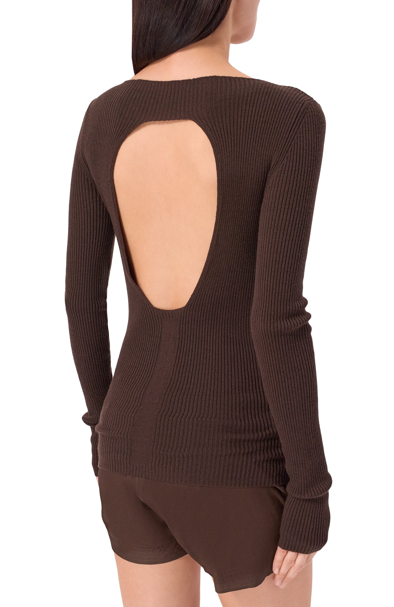 Шерстяной пуловер RICK OWENS коричневого цвета по цене 75300 руб., арт. RP02F5683/RIBM, фото 4 Шерстяной пуловер RICK OWENS, арт. RP02F5683/RIBM, фото 4