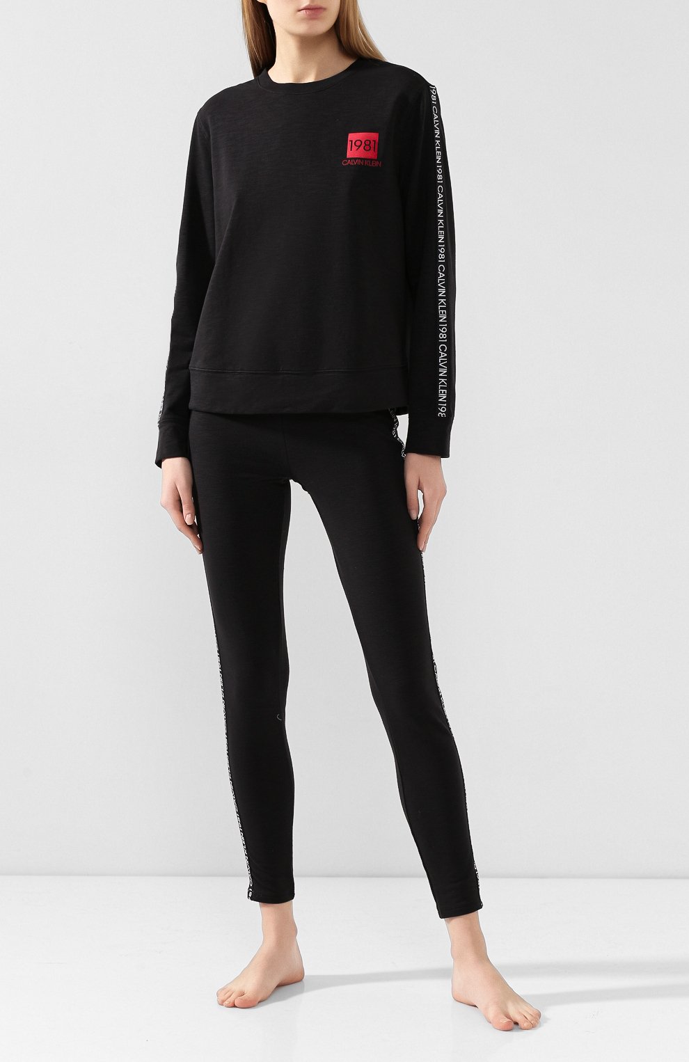 Хлопковый свитшот CALVIN KLEIN черного цвета по цене 8305 руб., арт. QS6320E, фото 2 Хлопковый свитшот CALVIN KLEIN, арт. QS6320E, фото 2