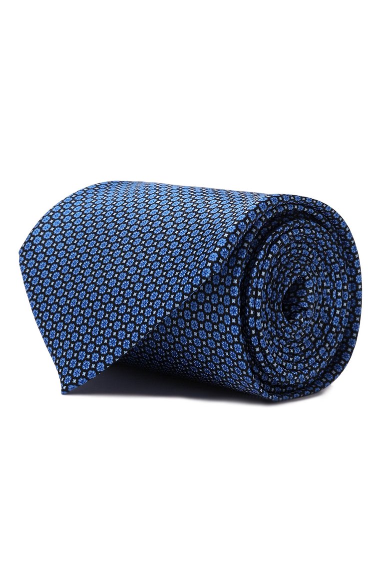 Мужской комплект из галстука и платка STEFANO RICCI синего цвета, арт. DH/49100 | Фото 1 (Принт: С принтом; Материал: Текстиль, Шелк; Материал сплава: Проставлено; Нос: Не проставлено)