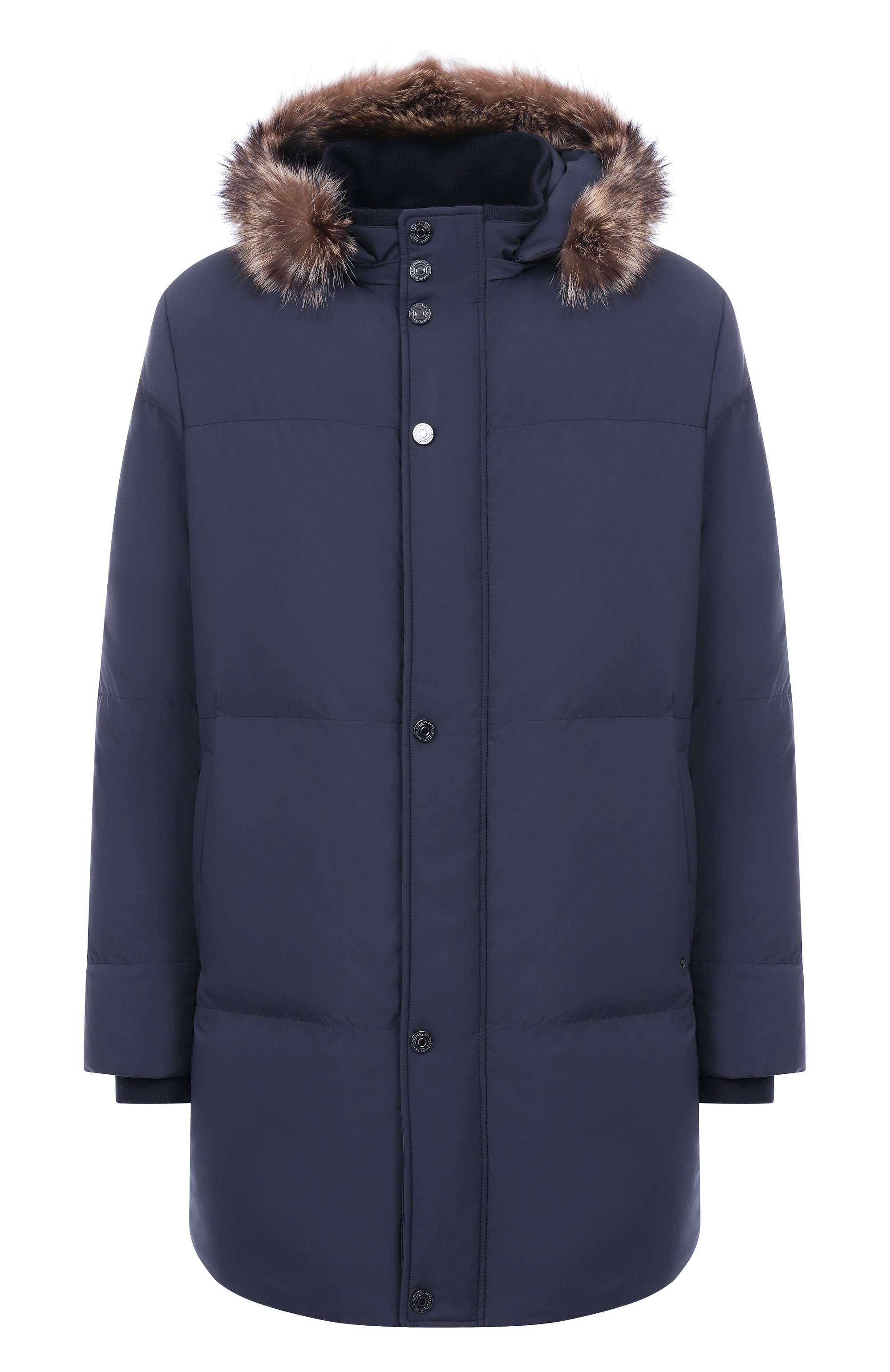 Пуховик с отделкой из енота STEFANO RICCI темно-синего цвета по цене 969000 руб., арт. M7J5300433/PL001H, фото 1 Пуховик с отделкой из енота STEFANO RICCI, арт. M7J5300433/PL001H, фото 1