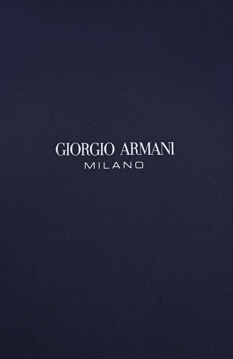Мужская хлопковая футболка GIORGIO ARMANI темно-синего цвета, арт. GM001085/TE10629 | Фото 6 (Рукава: Короткие; Материал внешний: Хлопок; Длина (для топов): Стандартные; Принт: Без принта; Стили: Кэжуэл; Кросс-КТ: Джерси; Мужское Кросс-КТ: Футболка-одежда)