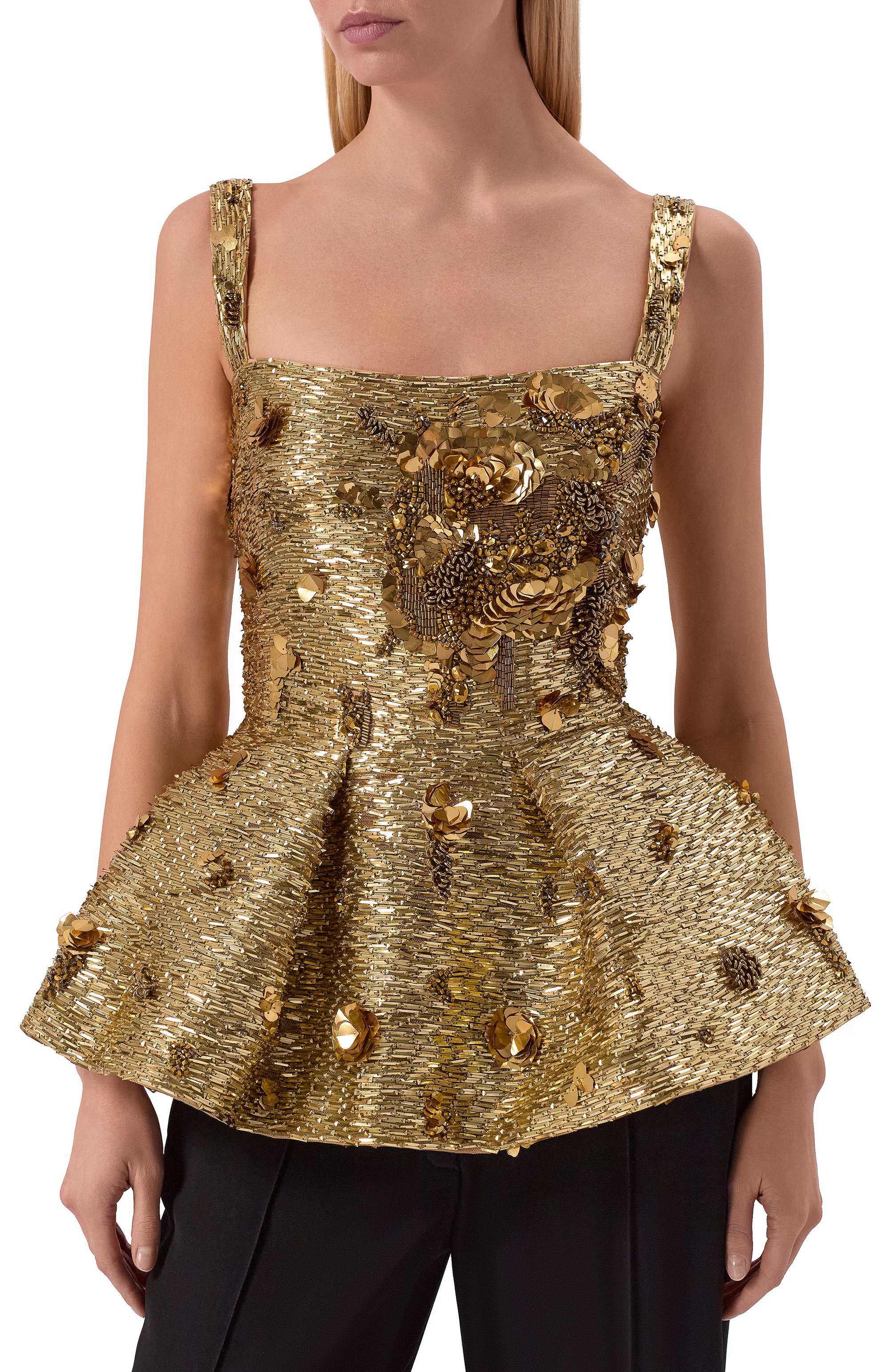 Топ с отделкой бисером и пайетками ELIE SAAB, арт. T0259NR26/BE062, фото 3