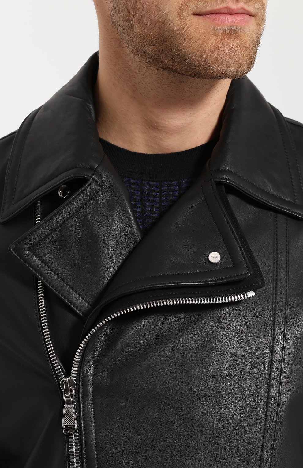 Кожаная куртка с косой молнией и отложным воротником BRIONI, арт. PL05/P6717, фото 5