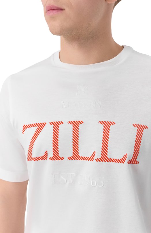 Хлопковая футболка Zilli TSR02AM0100VEST00 Белый  TSR02AM0100VEST00 Фото 5