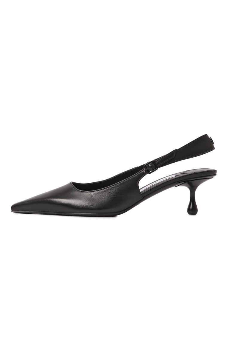 Женские кожаные туфли amel 50 JIMMY CHOO черного цвета, арт. AMEL 50 | Фото 4 (Материал внешний: Натуральная кожа; Подошва: Плоская; Драгоценные камни: Проставлено; Каблук высота: Средний; Материал сплава: Проставлено; Материал внутренний: Натуральная кожа; Женское Кросс-КТ: Слингбэки; Каблук тип: Фигурный)