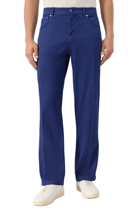 Брюки изо льна и хлопка Kiton UPR005LK0603F02 Синий  UPR005LK0603F02 Фото 3