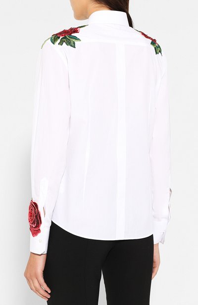 Хлопковая рубашка DOLCE & GABBANA белого цвета по цене 464000 руб., арт. F5I96Z/FU5K9, фото 4 Хлопковая рубашка DOLCE & GABBANA, арт. F5I96Z/FU5K9, фото 4