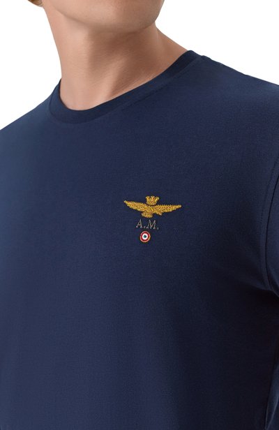 Хлопковый лонгслив AERONAUTICA MILITARE темно-синего цвета по цене 7160 руб., арт. TS2390U/J00372, фото 5 Хлопковый лонгслив AERONAUTICA MILITARE, арт. TS2390U/J00372, фото 5