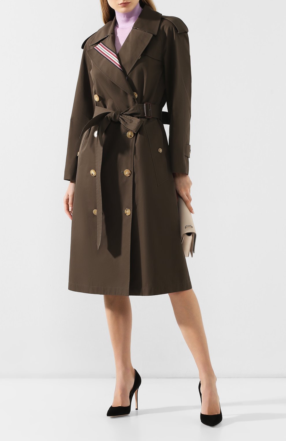 Двубортное хлопковое пальто BURBERRY, арт. 8002520, фото 2