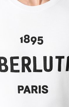 Мужская хлопковая футболка BERLUTI белого цвета, арт. R15JRS29-004 | Фото 5 (Статус проверки: Проверено, Проверена категория; Длина (для топов): Стандартные; Рукава: Короткие; Материал внешний: Хлопок; Стили: Кэжуэл; Принт: С принтом; Драгоценные камни: Проставлено; Материал сплава: Проверено, Проставлено; Мужское Кросс-КТ: Футболка-одежда; Кросс-КТ: Джерси)