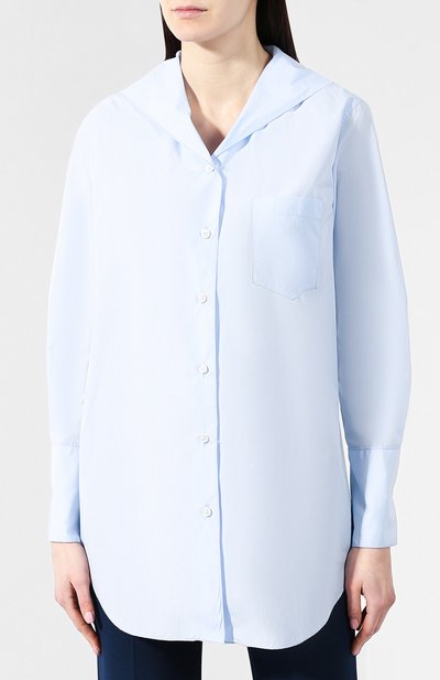 Хлопковая рубашка GIORGIO ARMANI голубого цвета по цене 113500 руб., арт. 9SHCCZ05/TZ192, фото 3 Хлопковая рубашка GIORGIO ARMANI, арт. 9SHCCZ05/TZ192, фото 3