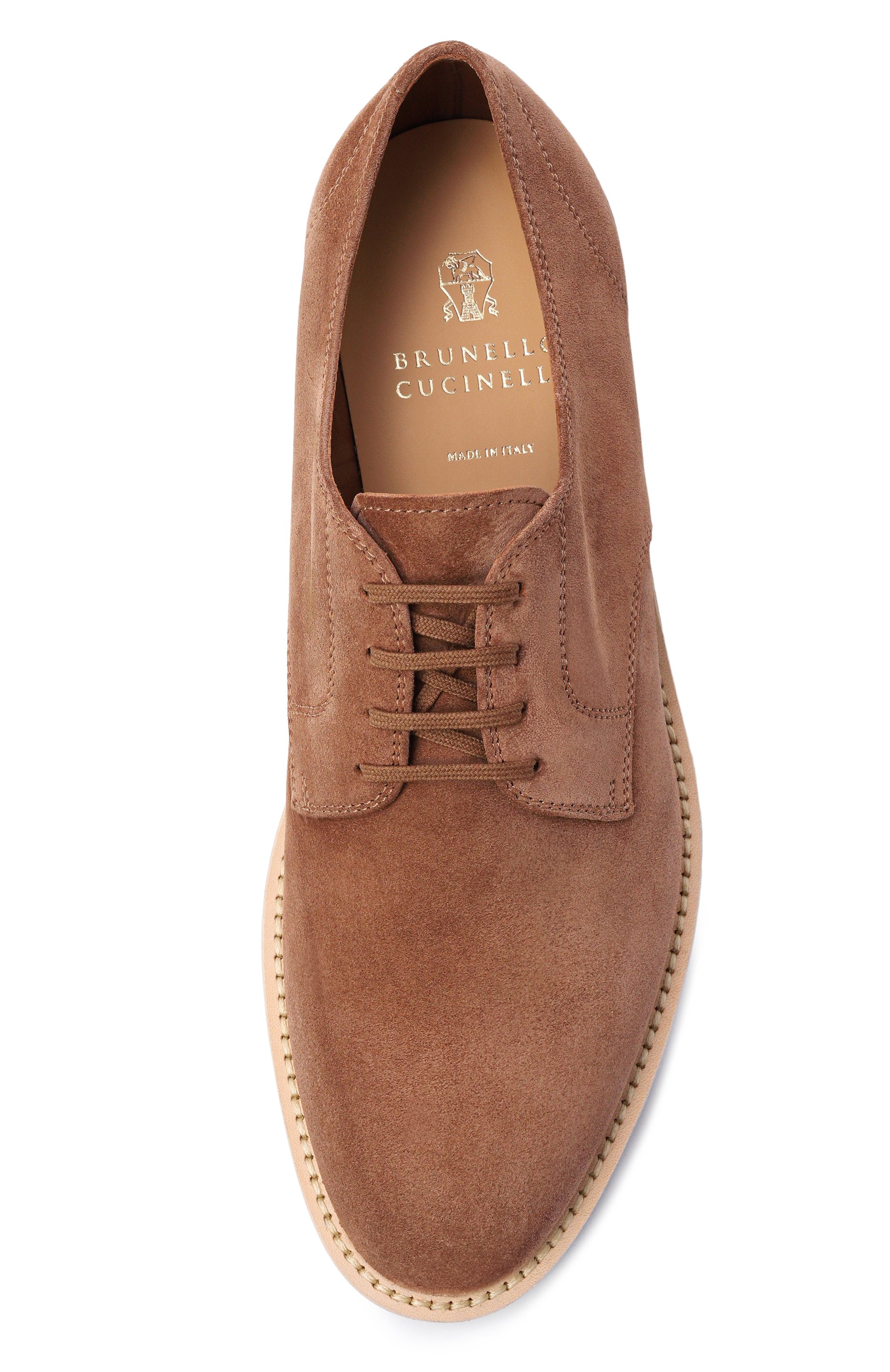 Замшевые дерби BRUNELLO CUCINELLI светло-коричневого цвета по цене 164500 руб., арт. MZUPAIX652, фото 5 Замшевые дерби BRUNELLO CUCINELLI, арт. MZUPAIX652, фото 5