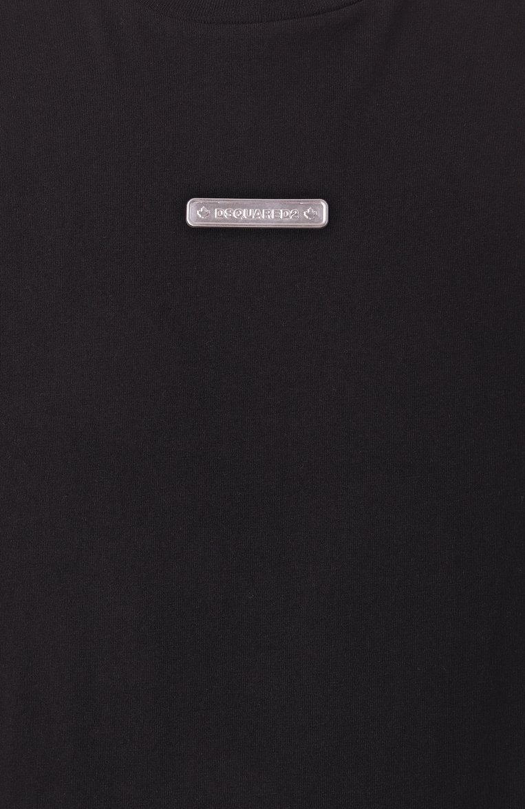 Мужская хлопковая футболка DSQUARED2 черного цвета, арт. S74GD1398/D20020 | Фото 6 (Длина (для топов): Стандартные; Рукава: Короткие; Драгоценные камни: Проставлено; Материал сплава: Проставлено; Принт: Без принта; Стили: Спорт-шик; Материал внешний: Хлопок; Мужское Кросс-КТ: Футболка-одежда; Кросс-КТ: Джерси)