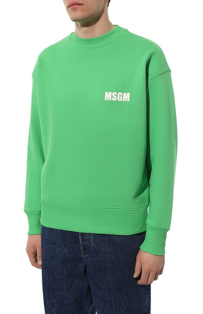 Хлопковый свитшот MSGM зеленого цвета по цене 27300 руб., арт. 3440MM161/237001, фото 3 Хлопковый свитшот MSGM, арт. 3440MM161/237001, фото 3