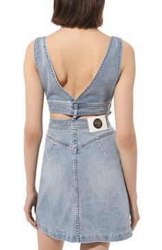 Женское джинсовое платье VERSACE JEANS COUTURE голубого цвета, арт. 74HA0953/DW042L14 | Фото 4 (Кросс-КТ: Деним; Длина Ж (юбки, платья, шорты): Мини; Случай: Повседневный; Стили: Гранж; Материал сплава: Проставлено; Материал внешний: Хлопок, Деним; Материал подклада: Синтетический материал; Драгоценные камни: Проставлено; Женское Кросс-КТ: Платье-одежда)