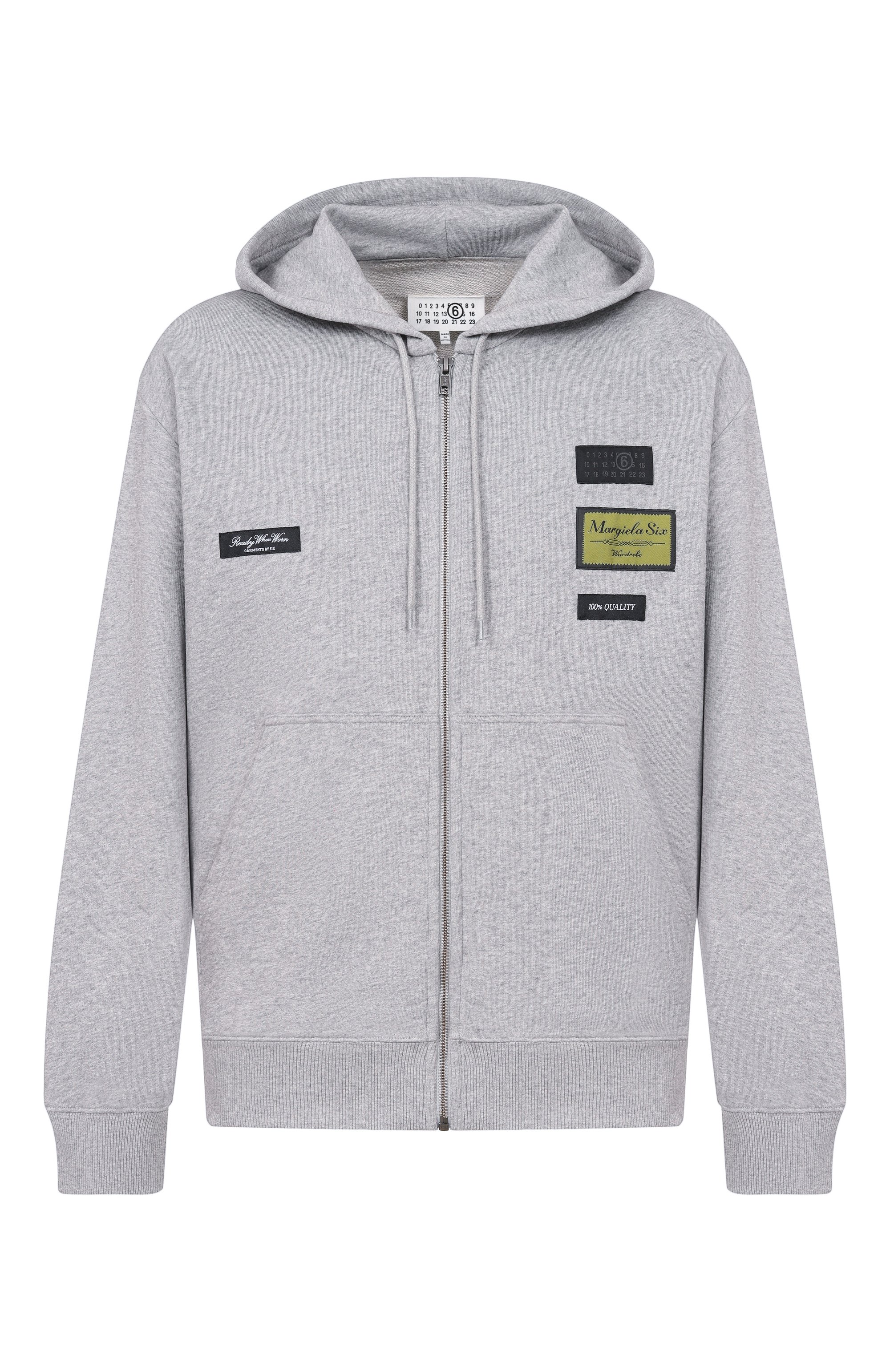 Хлопковая толстовка MM6 серого цвета по цене 78950 руб., арт. SH0HG0007/M25025_001, фото 1 Хлопковая толстовка MM6, арт. SH0HG0007/M25025_001, фото 1