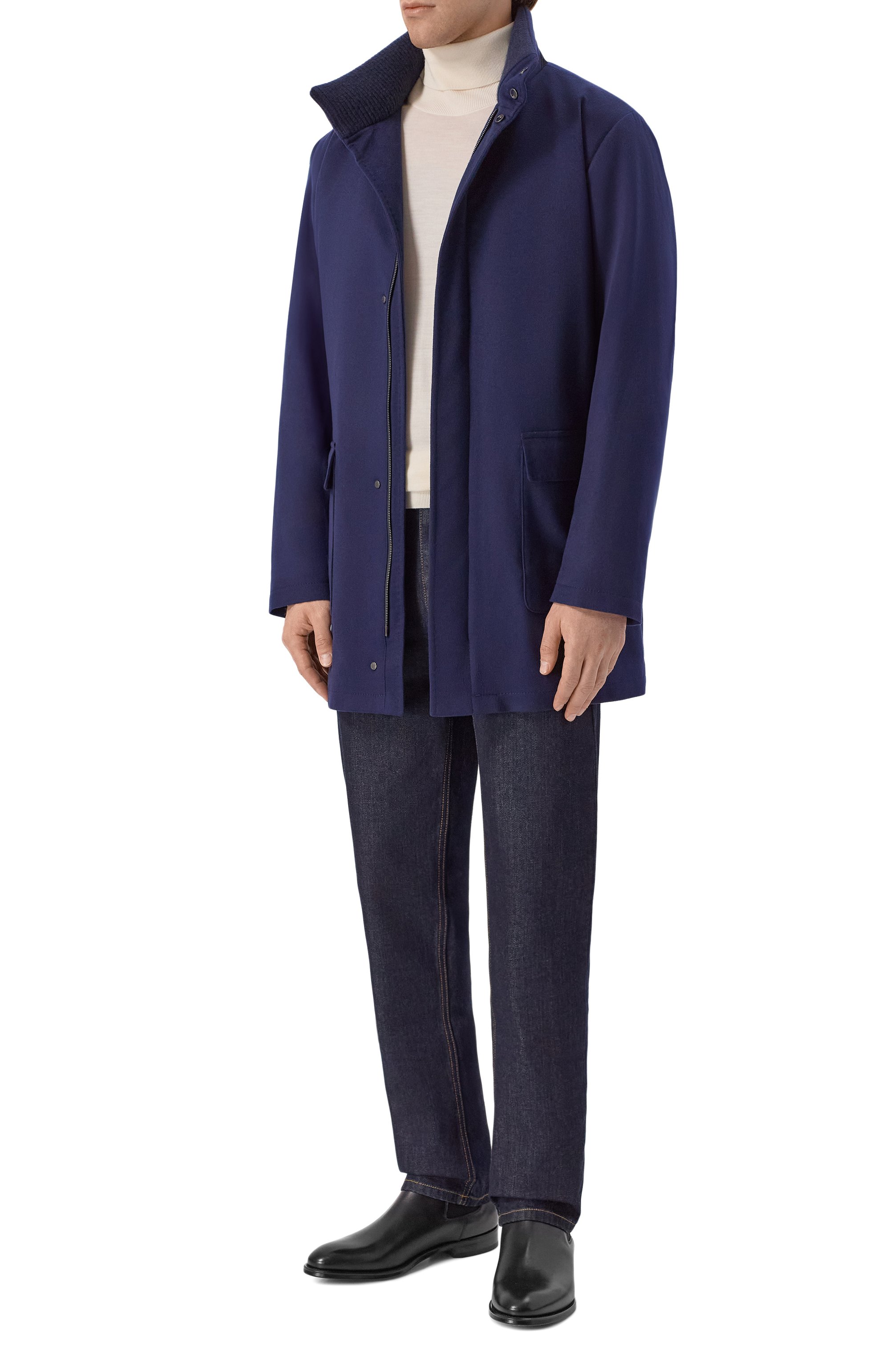 Кашемировое пальто KITON темно-синего цвета по цене 1310000 руб., арт. UW2479AV0401L, фото 2 Кашемировое пальто KITON, арт. UW2479AV0401L, фото 2