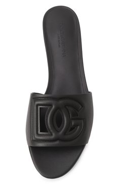 Женские кожаные шлепанцы bianca DOLCE & GABBANA черного цвета, арт. CQ0436/AY329 | Фото 6 (Каблук высота: Низкий; Подошва: Плоская; Материал внутренний: Натуральная кожа; Материал сплава: Проставлено; Драгоценные камни: Проставлено; Материал внешний: Натуральная кожа)