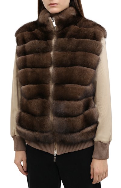 Бомбер из меха соболя и шелка KITON коричневого цвета по цене 3440000 руб., арт. D50686X04R72, фото 3 Бомбер из меха соболя и шелка KITON, арт. D50686X04R72, фото 3