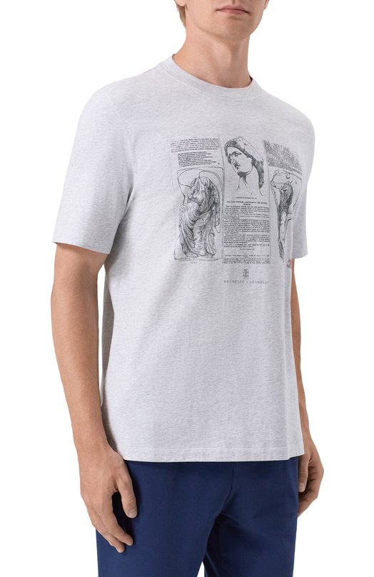 Хлопковая футболка Brunello Cucinelli M0B138517 Серый  M0B138517 Фото 3