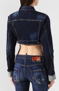 Женская джинсовая куртка DSQUARED2 синего цвета, арт. S72AM0835/S30664 | Фото 4 (Кросс-КТ: Куртка, Деним; Рукава: Длинные; Материал сплава: Проставлено; Материал внешний: Хлопок, Деним; Драгоценные камни: Проставлено; Длина (верхняя одежда): Короткие; Статус проверки: Проверена категория)