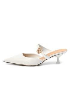 Женские кожаные мюли LOEWE белого цвета, арт. L814S01X14 | Фото 3 (Материал внутренний: Натуральная кожа; Каблук тип: Фигурный; Каблук высота: Низкий; Подошва: Плоская; Материал сплава: Проставлено; Драгоценные камни: Проставлено; Материал внешний: Натуральная кожа)