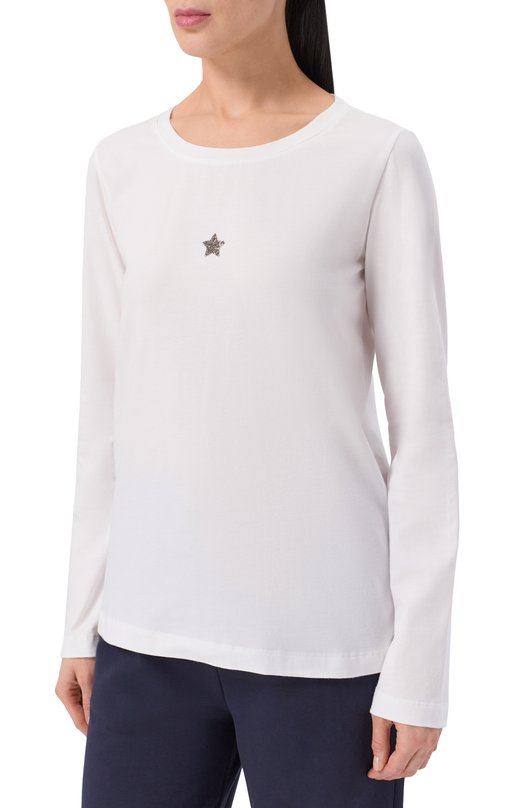 Хлопковый лонгслив Lorena Antoniazzi TS10/9999 Белый  TS10/9999 Фото 3