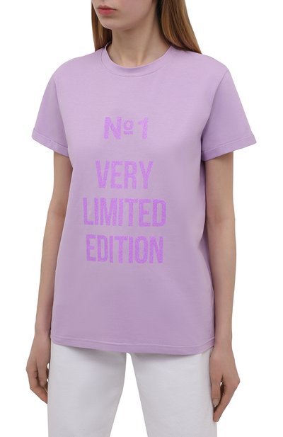 Хлопковая футболка SEVEN LAB сиреневого цвета по цене 7520 руб., арт. T21-VLE lavender, фото 3 Хлопковая футболка SEVEN LAB, арт. T21-VLE lavender, фото 3