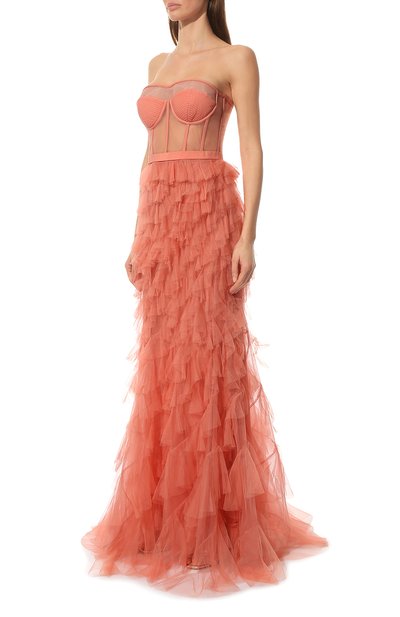 Шелковое платье ALEXANDER MCQUEEN кораллового цвета по цене 1140000 руб., арт. 688892/QZAFB, фото 3 Шелковое платье ALEXANDER MCQUEEN, арт. 688892/QZAFB, фото 3