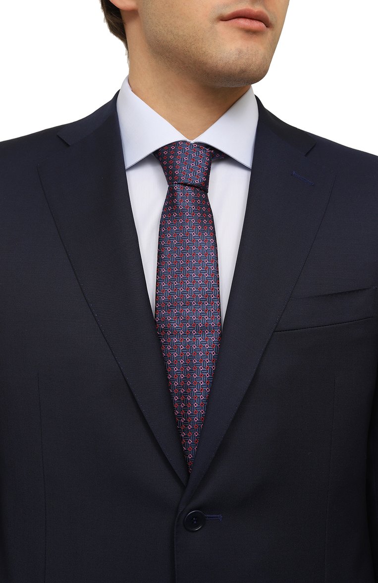 Мужской шелковый галстук GIORGIO ARMANI темно-синего цвета, арт. 360054/4R923 | Фото 2 (Нос: Не проставлено; Материал: Текстиль, Шелк; Принт: С принтом)