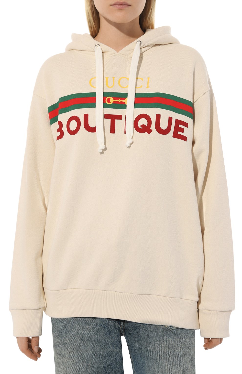 Хлопковое худи GUCCI кремового цвета по цене 132480 руб., арт. 615061 XJCKX, фото 3 Хлопковое худи GUCCI, арт. 615061 XJCKX, фото 3