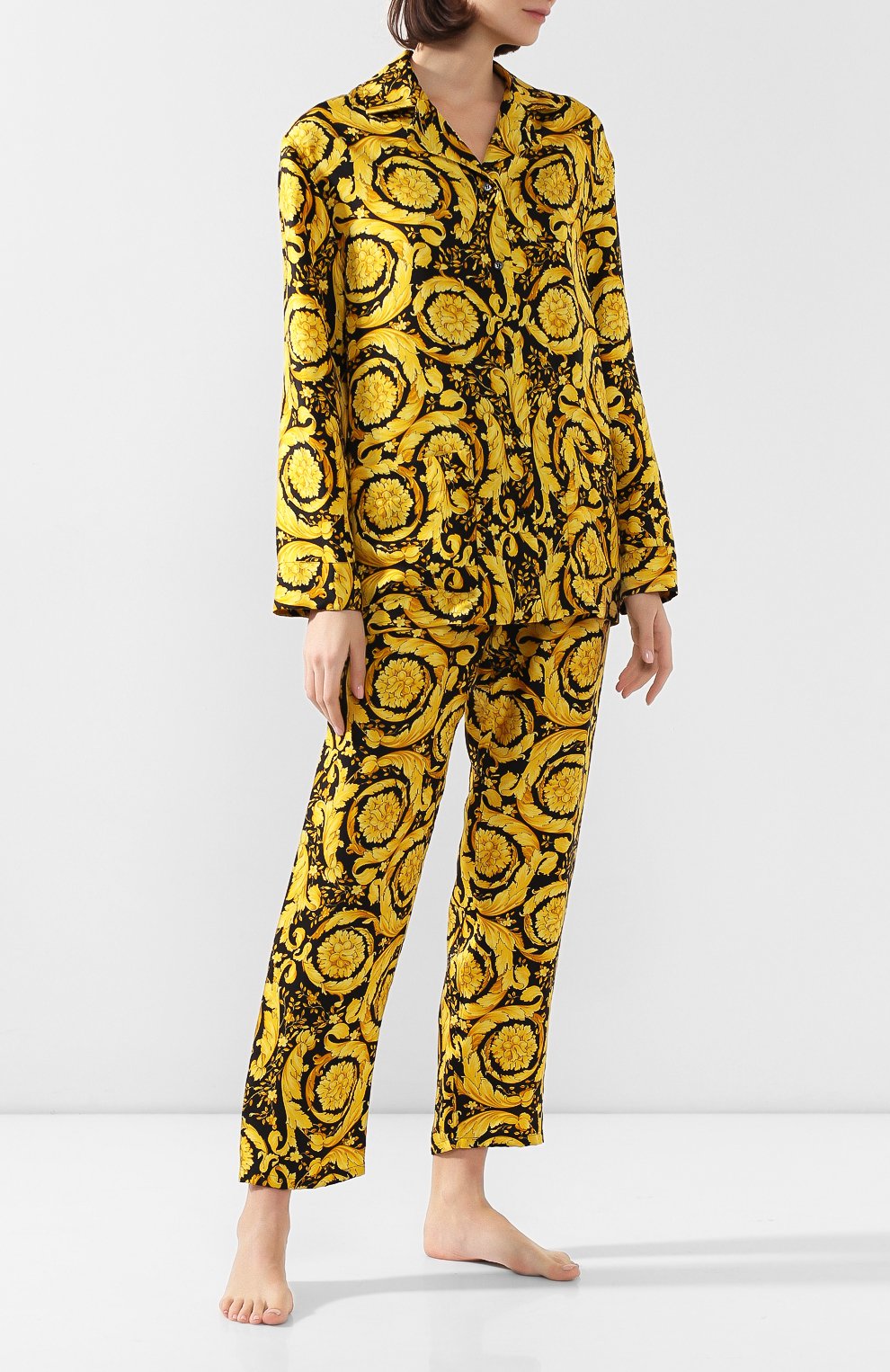 Шелковые брюки VERSACE разноцветного цвета по цене 83550 руб., арт. AUD05057/A232999, фото 2 Шелковые брюки VERSACE, арт. AUD05057/A232999, фото 2