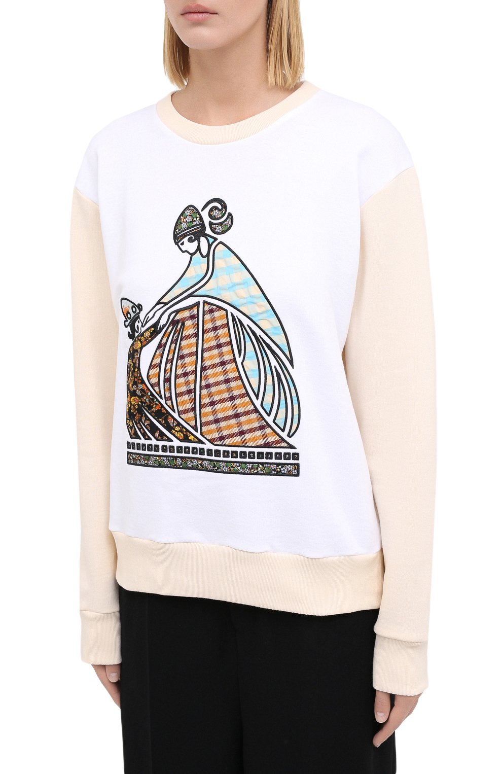Хлопковый свитшот LANVIN кремового цвета по цене 61750 руб., арт. RW-T0637J-JR19-A20, фото 3 Хлопковый свитшот LANVIN, арт. RW-T0637J-JR19-A20, фото 3