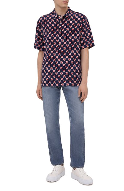 Шелковая рубашка GUCCI темно-синего цвета по цене 122400 руб., арт. 654887/ZAF9W, фото 2 Шелковая рубашка GUCCI, арт. 654887/ZAF9W, фото 2