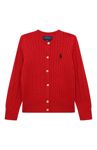 Хлопковый кардиган POLO RALPH LAUREN красного цвета по цене 13850 руб., арт. 311543047039, фото 1 Хлопковый кардиган POLO RALPH LAUREN, арт. 311543047039, фото 1