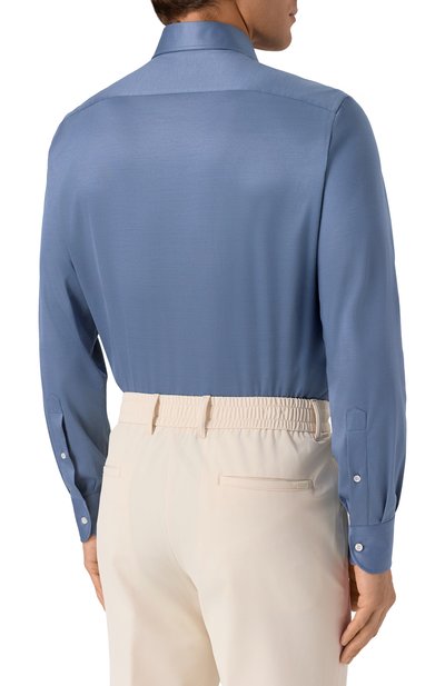 Хлопковая сорочка MVST синего цвета по цене 78750 руб., арт. SLIM/GABRIELLE/R0UND/1628-JERSEY (INTERL0CK), фото 4 Хлопковая сорочка MVST, арт. SLIM/GABRIELLE/R0UND/1628-JERSEY (INTERL0CK), фото 4