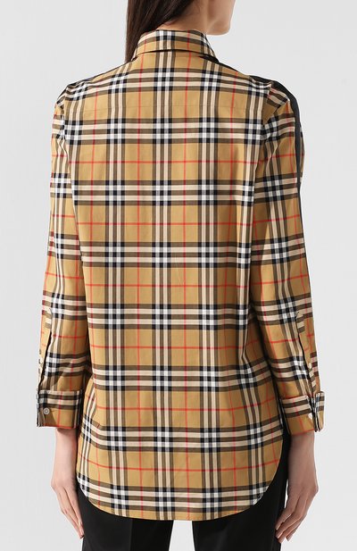 Хлопковая рубашка в клетку BURBERRY, арт. 8003206, фото 4