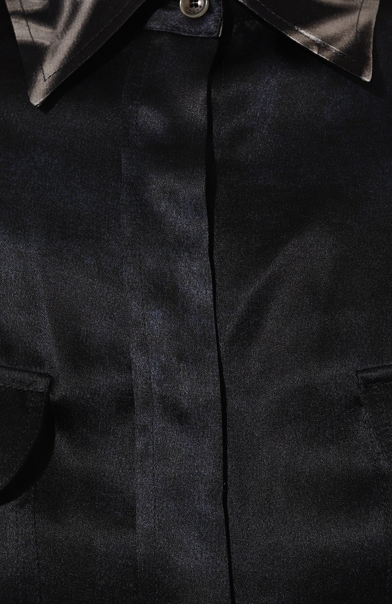 Женское атласное платье KITON темно-синего цвета, арт. D47H321K0978C_D47T321K0978C_D47Z321K0978C | Фото 5 (Длина Ж (юбки, платья, шорты): Макси; Рукава: Длинные; Материал внешний: Шелк; Стили: Романтичный; Женское Кросс-КТ: Платье-одежда; Случай: Повседневный)