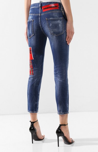 Укороченные джинсы DSQUARED2 синего цвета по цене 78650 руб., арт. S75LB0149/S30342, фото 4 Укороченные джинсы DSQUARED2, арт. S75LB0149/S30342, фото 4