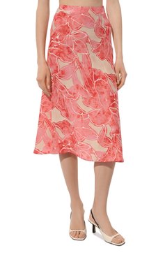 Женская шелковая юбка KITON розового цвета, арт. D55204K0978C | Фото 3 (Длина Ж (юбки, платья, шорты): Миди; Материал внешний: Шелк; Женское Кросс-КТ: Юбка-одежда; Стили: Кэжуэл)