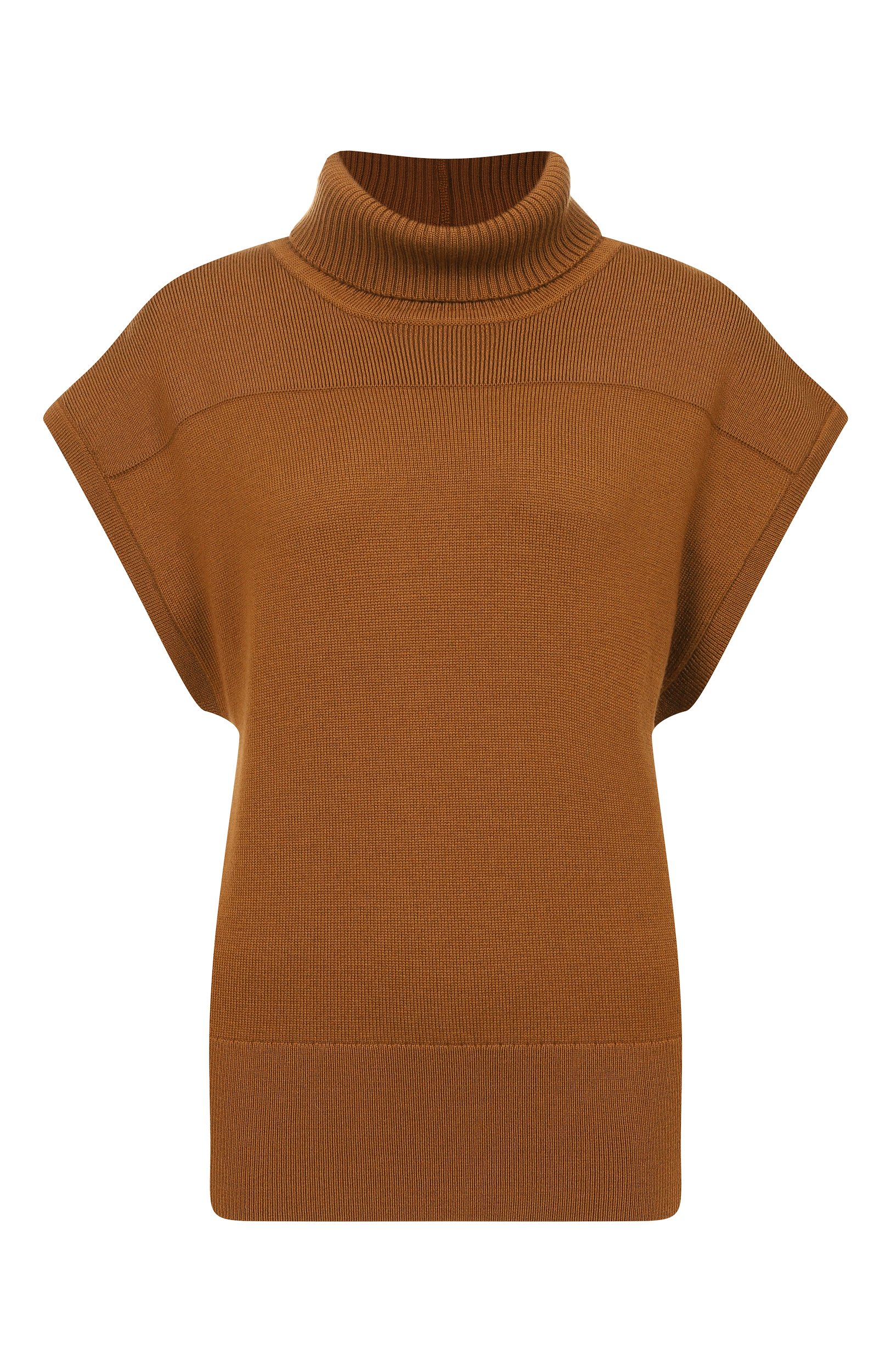 Шерстяной топ YUZEFI коричневого цвета по цене 39850 руб., арт. YALDA-FUNNEL NECK DRAPE BACK T0P, фото 1 Шерстяной топ YUZEFI, арт. YALDA-FUNNEL NECK DRAPE BACK T0P, фото 1