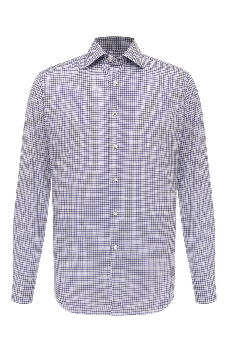Мужская синяя хлопковая рубашка CANALI купить в интернет-магазине ЦУМ ...
