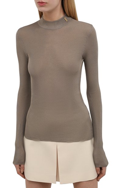 Шелковая водолазка SAINT LAURENT серого цвета по цене 112500 руб., арт. 654478/Y75AI, фото 3 Шелковая водолазка SAINT LAURENT, арт. 654478/Y75AI, фото 3