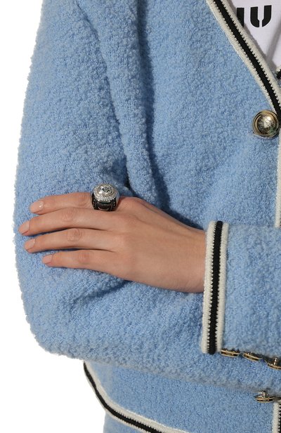 Кольцо pavé MIU MIU серебряного цвета по цене 115000 руб., арт. 5JA086-2DTH-F0Z2D, фото 2 Кольцо pavé MIU MIU, арт. 5JA086-2DTH-F0Z2D, фото 2