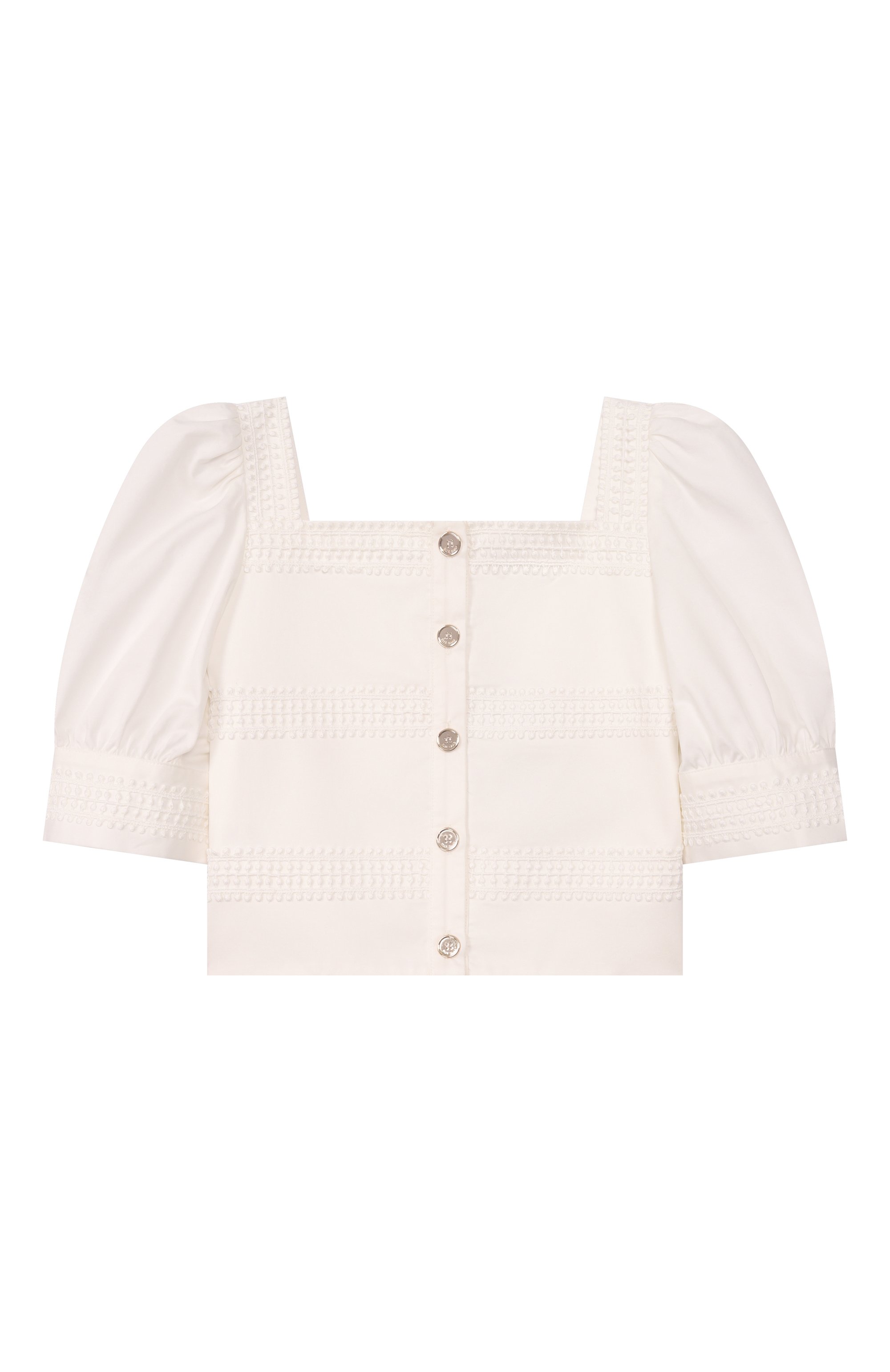 Хлопковый топ ELIE SAAB JUNIOR кремового цвета по цене 45400 руб., арт. EFTP025/TS0724_001, фото 2 Хлопковый топ ELIE SAAB JUNIOR, арт. EFTP025/TS0724_001, фото 2