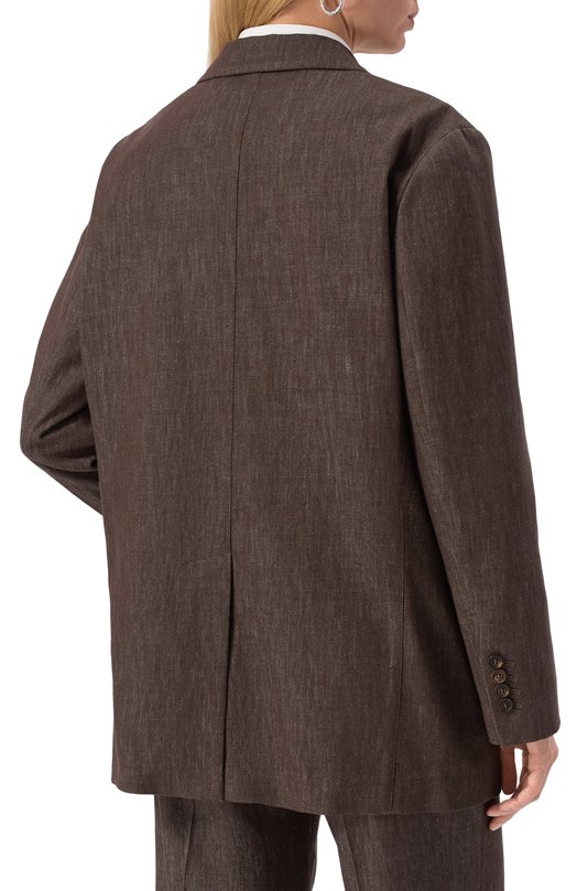 Хлопковый жакет Brunello Cucinelli MB1257390P Коричневый  MB1257390P Фото 4