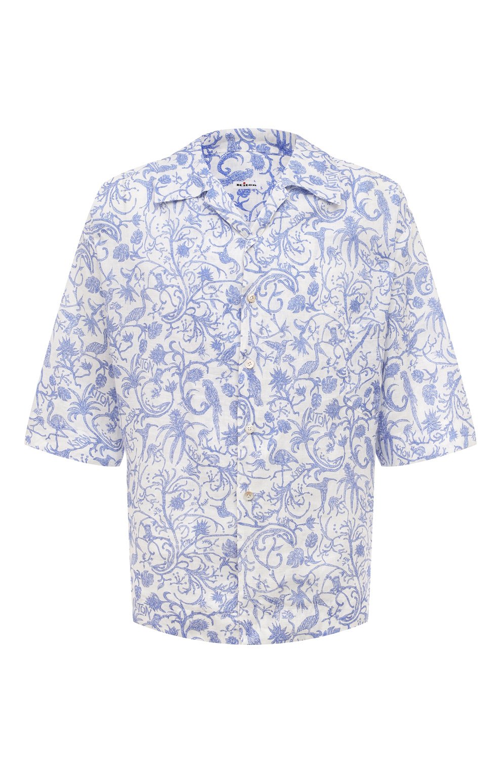 Льняная рубашка KITON голубого цвета по цене 99900 руб., арт. UMC028H08902, фото 1 Льняная рубашка KITON, арт. UMC028H08902, фото 1