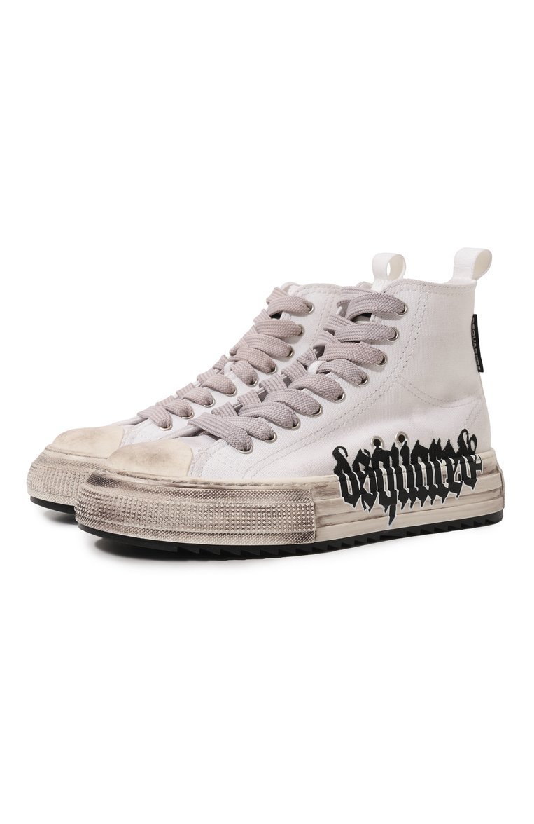 Женские текстильные кеды berlin DSQUARED2 белого цвета, арт. SNW0262 | Фото 1 (Кросс-КТ: Высокие; Подошва: Платформа; Материал внутренний: Текстиль; Стили: Гранж; Материал внешний: Текстиль; Материал утеплителя: Без утеплителя)