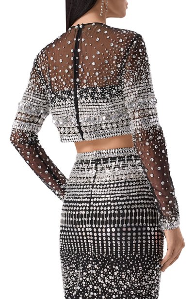 Топ с отделкой стразами ZUHAIR MURAD черного цвета по цене 596000 руб., арт. RTP25044/EMSQ001, фото 4 Топ с отделкой стразами ZUHAIR MURAD, арт. RTP25044/EMSQ001, фото 4